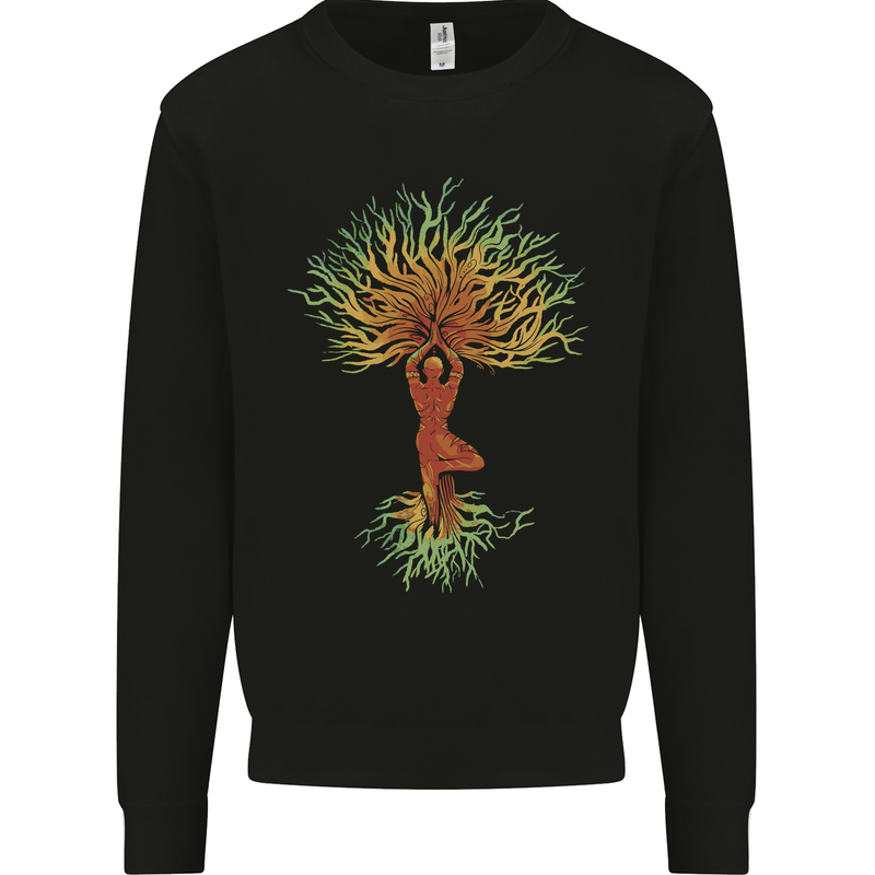 Yoga Tree Man Meditation Mens Sweatshirt Jumper Black