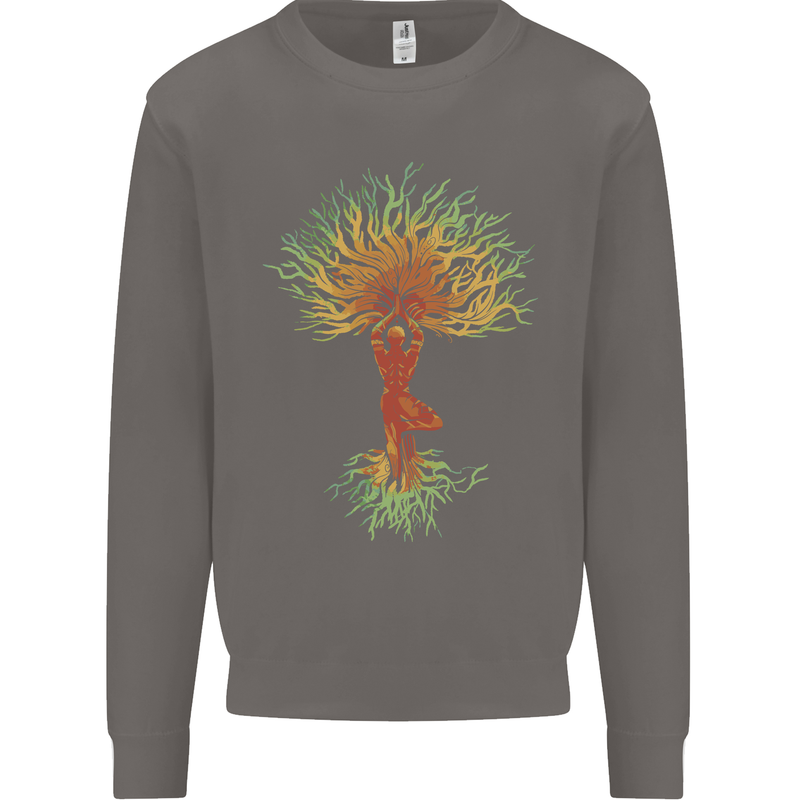 Yoga Tree Man Meditation Mens Sweatshirt Jumper Charcoal