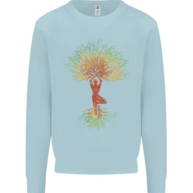 Yoga Tree Man Meditation Mens Sweatshirt Jumper Light Blue