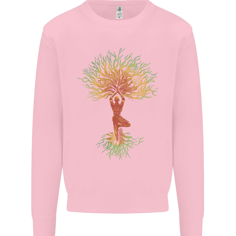 Yoga Tree Man Meditation Mens Sweatshirt Jumper Light Pink