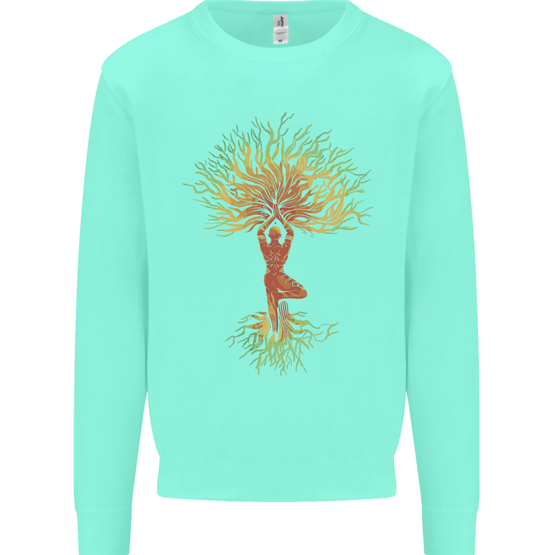 Yoga Tree Man Meditation Mens Sweatshirt Jumper Peppermint