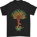 Yoga Tree Man Meditation Mens T-Shirt 100% Cotton Black