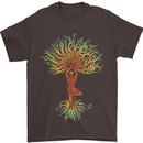 Yoga Tree Man Meditation Mens T-Shirt 100% Cotton Dark Chocolate
