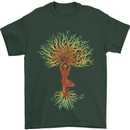 Yoga Tree Man Meditation Mens T-Shirt 100% Cotton Forest Green