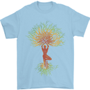 Yoga Tree Man Meditation Mens T-Shirt 100% Cotton Light Blue