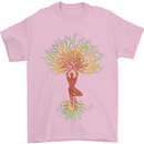 Yoga Tree Man Meditation Mens T-Shirt 100% Cotton Light Pink