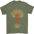 Yoga Tree Man Meditation Mens T-Shirt 100% Cotton Military Green