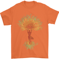 Yoga Tree Man Meditation Mens T-Shirt 100% Cotton Orange