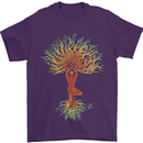 Yoga Tree Man Meditation Mens T-Shirt 100% Cotton Purple