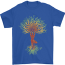 Yoga Tree Man Meditation Mens T-Shirt 100% Cotton Royal Blue
