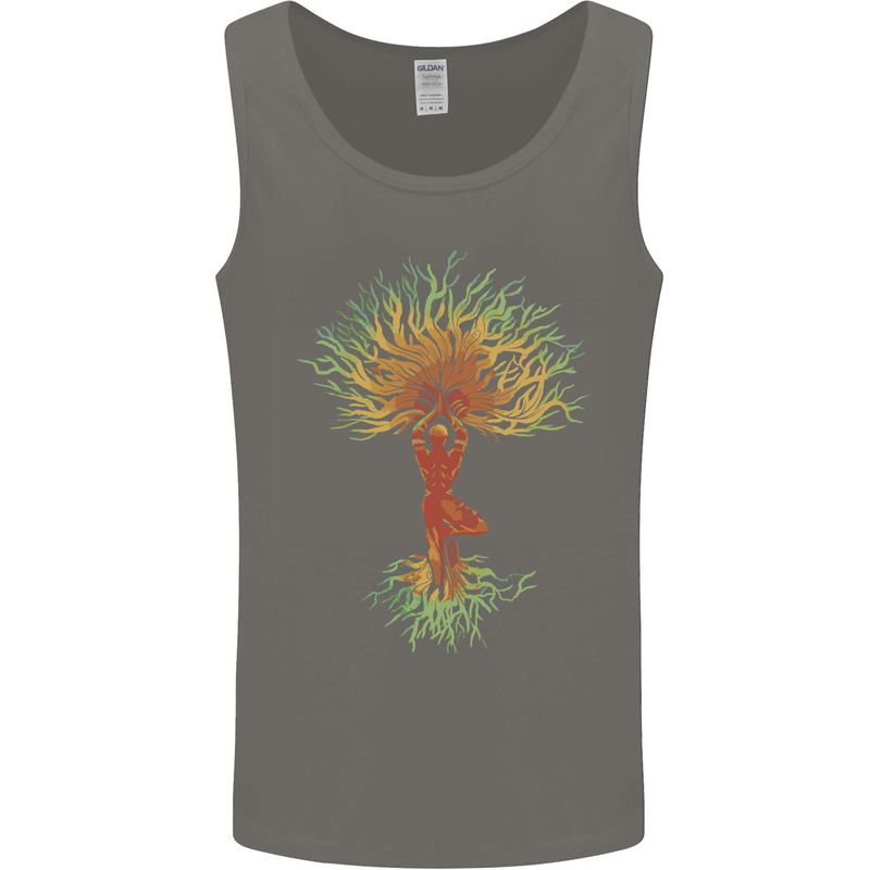 Yoga Tree Man Meditation Mens Vest Tank Top Charcoal