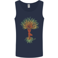 Yoga Tree Man Meditation Mens Vest Tank Top Navy Blue