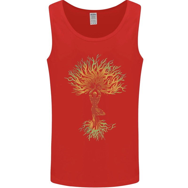 Yoga Tree Man Meditation Mens Vest Tank Top Red