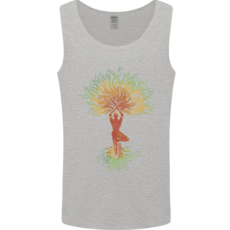 Yoga Tree Man Meditation Mens Vest Tank Top Sports Grey
