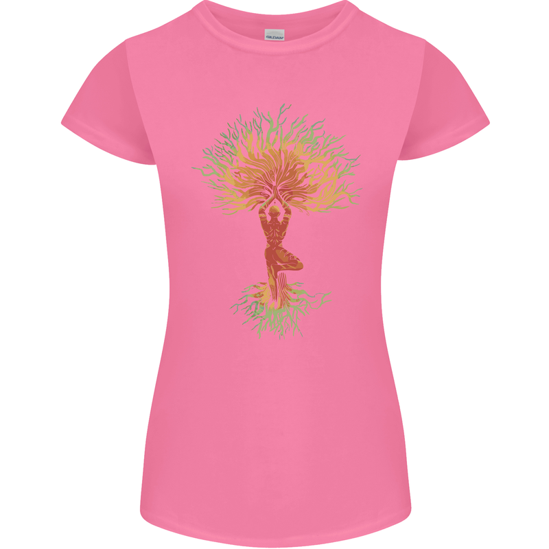 Yoga Tree Man Meditation Womens Petite Cut T-Shirt Azalea