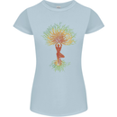 Yoga Tree Man Meditation Womens Petite Cut T-Shirt Light Blue