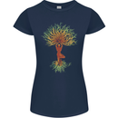 Yoga Tree Man Meditation Womens Petite Cut T-Shirt Navy Blue