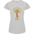 Yoga Tree Man Meditation Womens Petite Cut T-Shirt Sports Grey