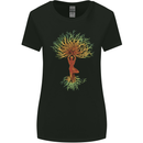 Yoga Tree Man Meditation Womens Wider Cut T-Shirt Black