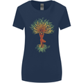 Yoga Tree Man Meditation Womens Wider Cut T-Shirt Navy Blue