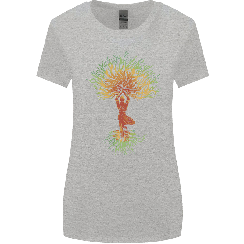 Yoga Tree Man Meditation Womens Wider Cut T-Shirt Sports Grey