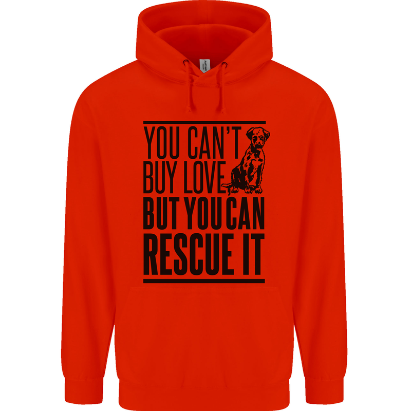 You Can't Buy Love Funny Rescue Dog Puppy Childrens Kids Hoodie Bright Red
