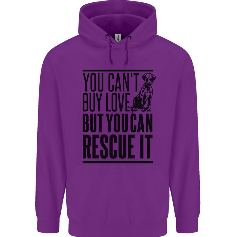 You Can't Buy Love Funny Rescue Dog Puppy Childrens Kids Hoodie Purple