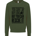 You Can't Buy Love Funny Rescue Dog Puppy Kids Sweatshirt Jumper Forest Green