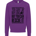 You Can't Buy Love Funny Rescue Dog Puppy Kids Sweatshirt Jumper Purple
