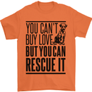 You Can't Buy Love Funny Rescue Dog Puppy Mens T-Shirt Cotton Gildan Orange
