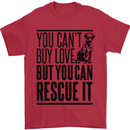 You Can't Buy Love Funny Rescue Dog Puppy Mens T-Shirt Cotton Gildan Red