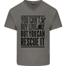 You Can't Buy Love Funny Rescue Dog Puppy Mens V-Neck Cotton T-Shirt Charcoal