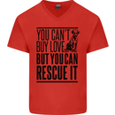 You Can't Buy Love Funny Rescue Dog Puppy Mens V-Neck Cotton T-Shirt Red