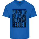 You Can't Buy Love Funny Rescue Dog Puppy Mens V-Neck Cotton T-Shirt Royal Blue