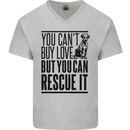 You Can't Buy Love Funny Rescue Dog Puppy Mens V-Neck Cotton T-Shirt Sports Grey