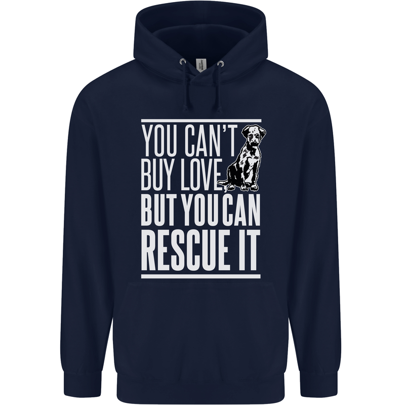 You Can't Buy Love Funny Resue Dog Puppy Childrens Kids Hoodie Navy Blue