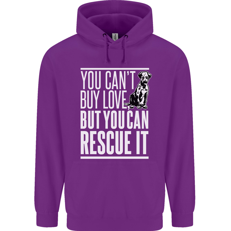 You Can't Buy Love Funny Resue Dog Puppy Childrens Kids Hoodie Purple