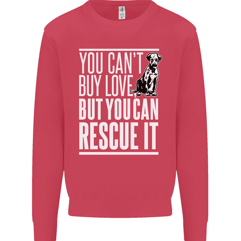You Can't Buy Love Funny Resue Dog Puppy Kids Sweatshirt Jumper Heliconia