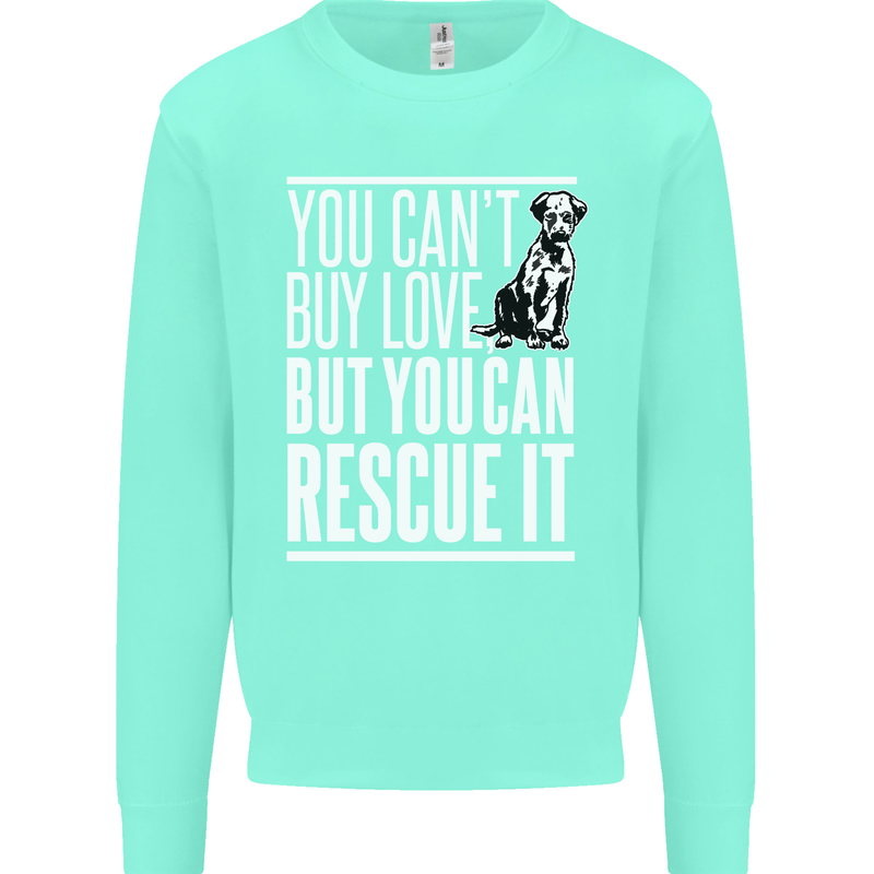 You Can't Buy Love Funny Resue Dog Puppy Kids Sweatshirt Jumper Peppermint