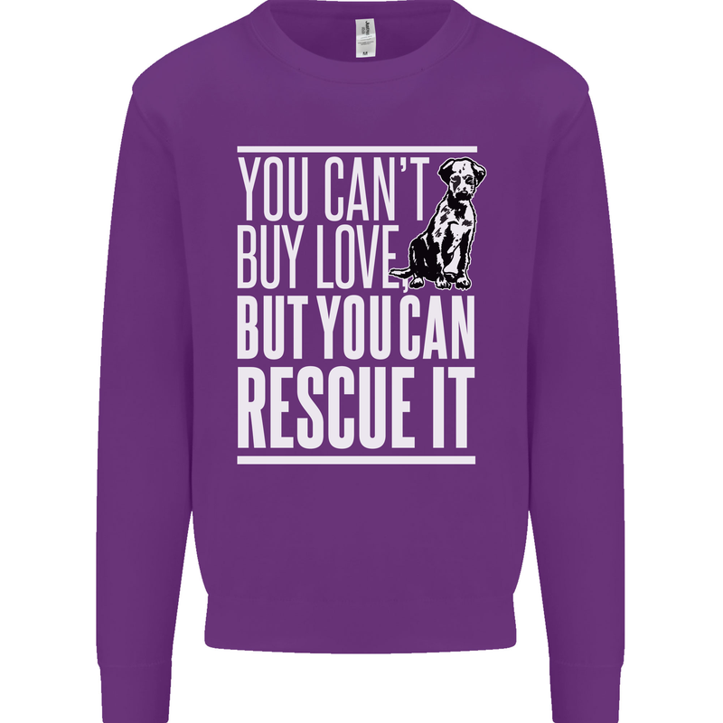 You Can't Buy Love Funny Resue Dog Puppy Kids Sweatshirt Jumper Purple