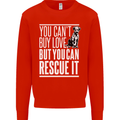 You Can't Buy Love Funny Resue Dog Puppy Mens Sweatshirt Jumper Bright Red