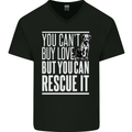 You Can't Buy Love Funny Resue Dog Puppy Mens V-Neck Cotton T-Shirt Black