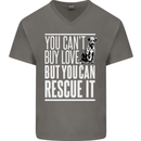 You Can't Buy Love Funny Resue Dog Puppy Mens V-Neck Cotton T-Shirt Charcoal