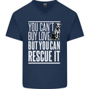 You Can't Buy Love Funny Resue Dog Puppy Mens V-Neck Cotton T-Shirt Navy Blue