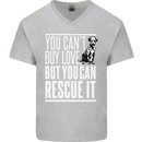 You Can't Buy Love Funny Resue Dog Puppy Mens V-Neck Cotton T-Shirt Sports Grey