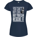 You Can't Buy Love Funny Resue Dog Puppy Womens Petite Cut T-Shirt Navy Blue