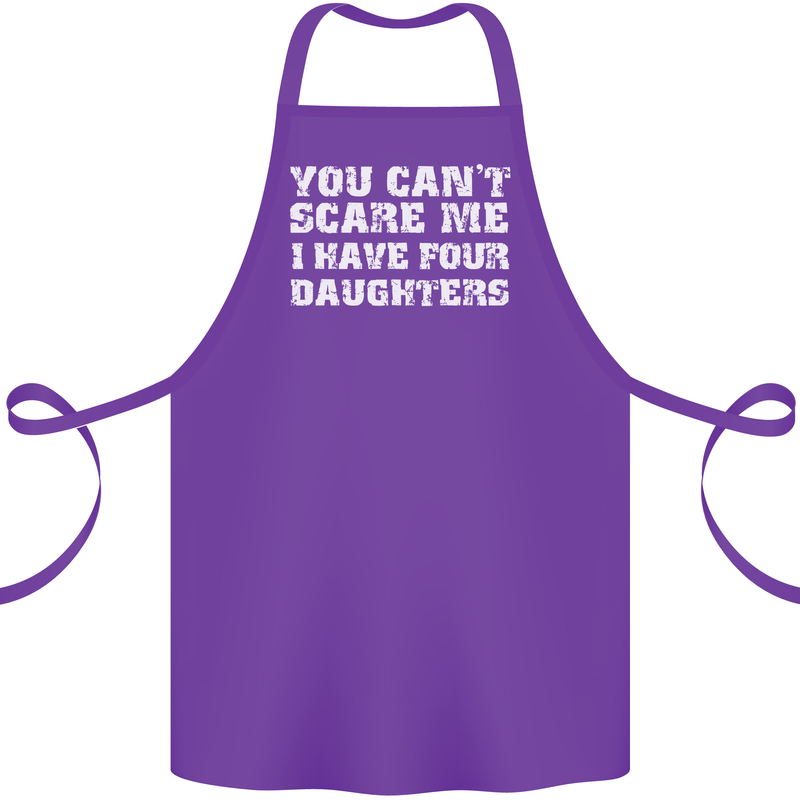 You Can't Scare Four Daughters Father's Day Cotton Apron 100% Organic Purple
