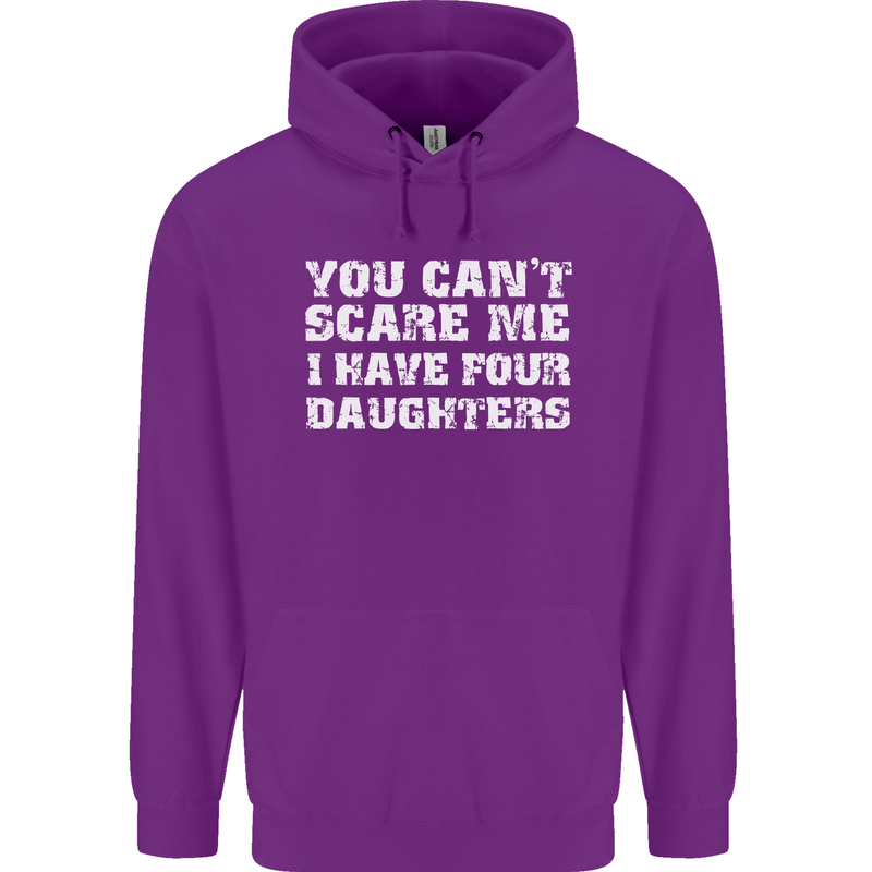 You Can't Scare Four Daughters Father's Day Mens 80% Cotton Hoodie Purple