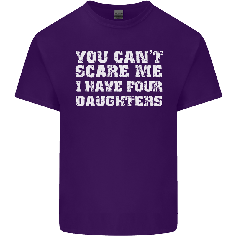 You Can't Scare Four Daughters Father's Day Mens Cotton T-Shirt Tee Top Purple