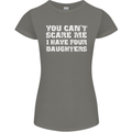 You Can't Scare Four Daughters Father's Day Womens Petite Cut T-Shirt Charcoal